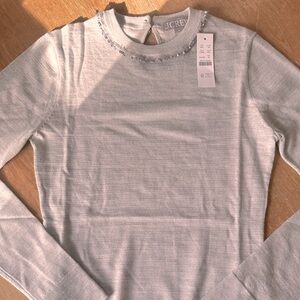 J. Crew Carolyn embellished fitted crewneck sweater in merino wool
